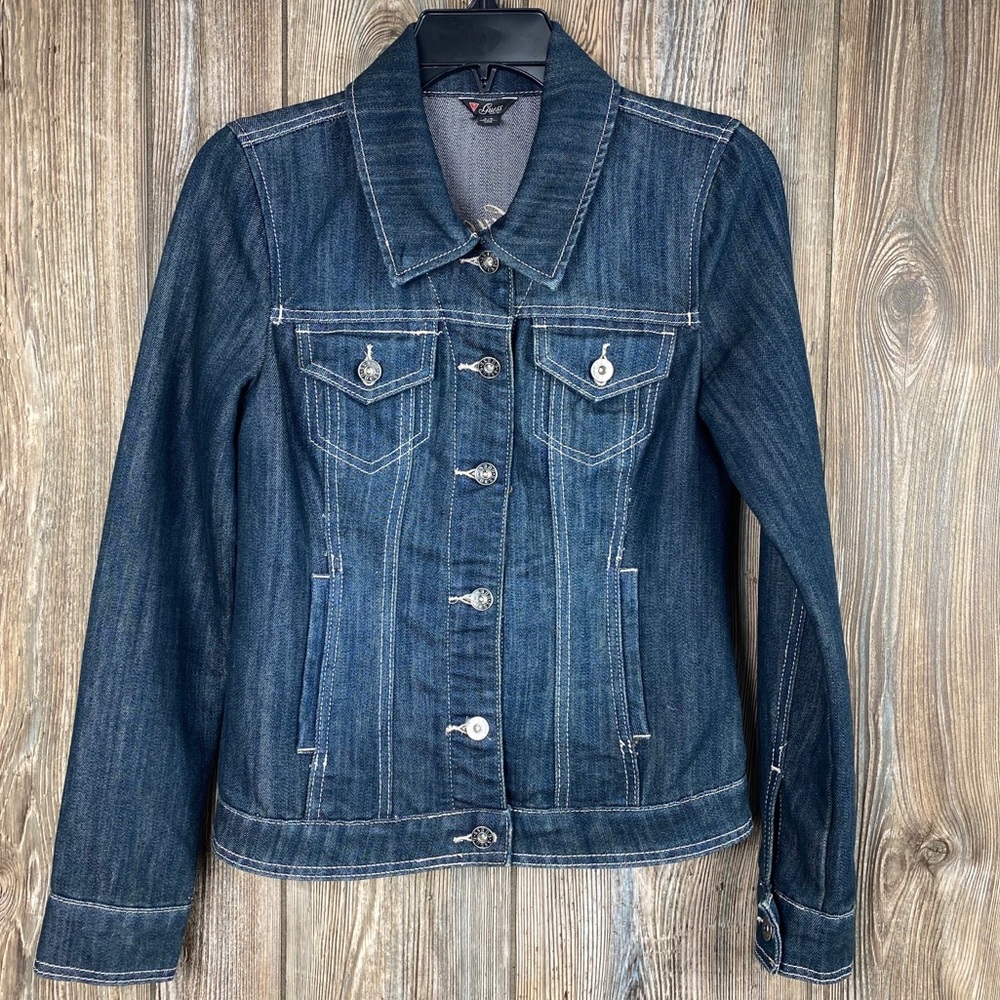 Guess Blue Jean Denim Jacket Button Up Coat
